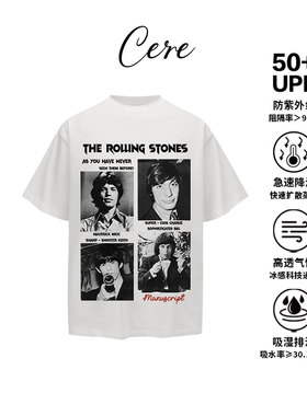 人像乐队短袖280g重磅短袖短宽复古印花人像短袖t恤索罗娜冰感