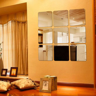 饰客厅卧室卫生间全身镜 方块镜子贴纸自粘亚克力镜面墙贴3D立体装