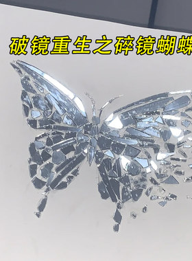破镜蝴蝶玫瑰标本DIY装饰画材料