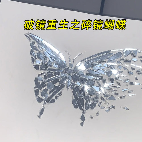 破镜蝴蝶玫瑰标本DIY装饰画材料