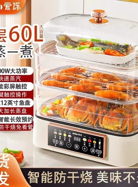 aishuo爱烁电蒸锅家用大容量蒸煮可蒸整鱼语音播一体火锅防干烧