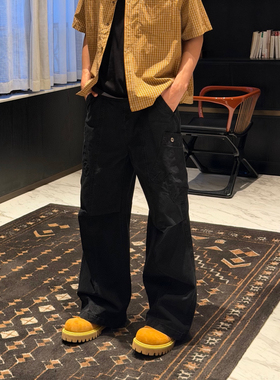 AYUN Studio 孙聖云大口袋直筒工装裤宽松显瘦水洗棉质堆积感长裤