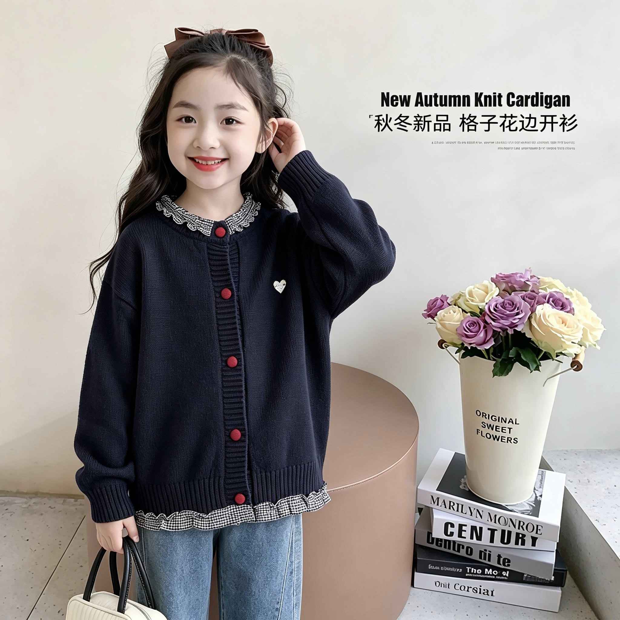 女童毛衣开衫秋冬2026新款中大童洋气时髦针织衫外套儿童秋季内搭