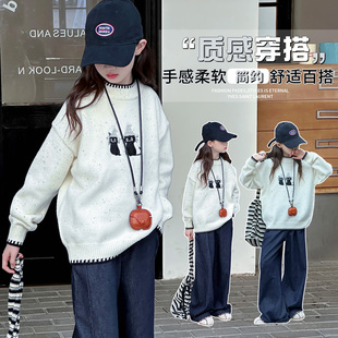 女童毛衣2025新款中大童半高领洋气时髦秋冬毛衫儿童韩系打底冬装