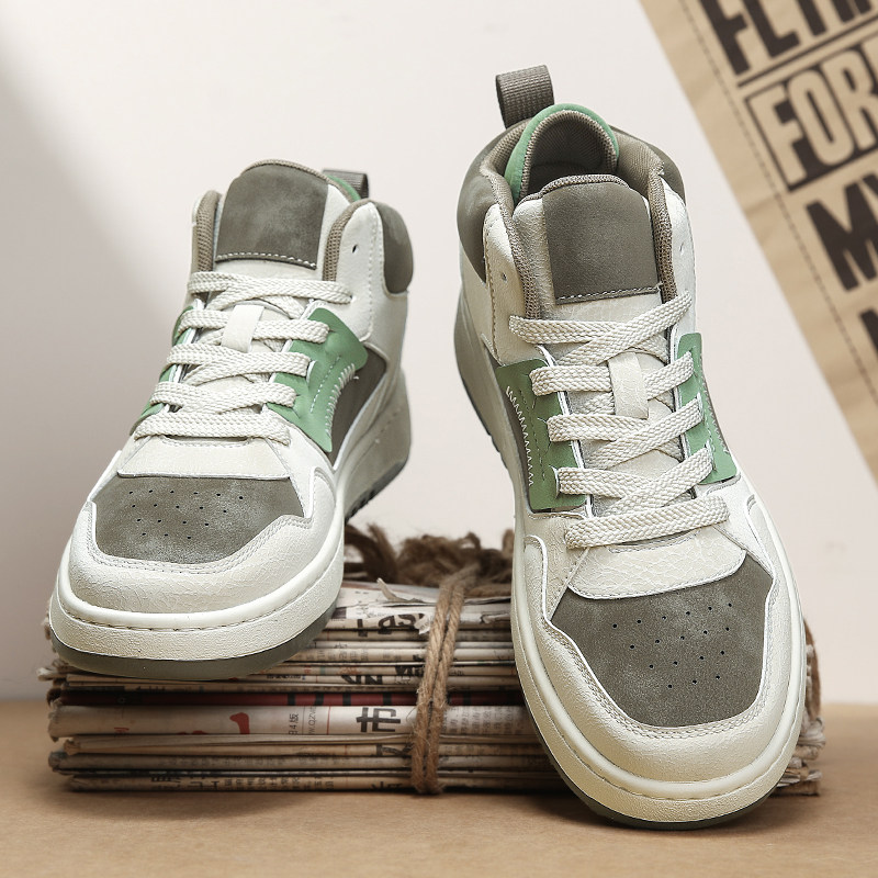 男鞋春季2026新款aj莆田高帮跑步鞋男士百搭中帮运动休闲板鞋潮鞋