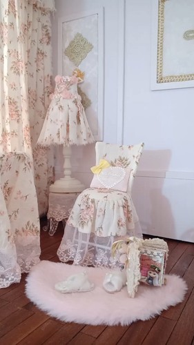 六分铁艺椅子+椅子套 bjd6分blythe小布芭比ob27复古美式娃屋家具