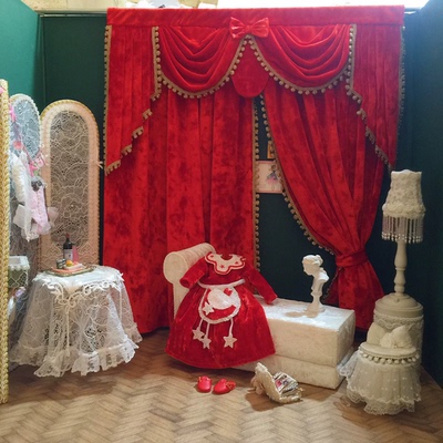 bjd窗帘四/六分丝绒复古欧式拍照道具背景布景blythe小布娃屋家具