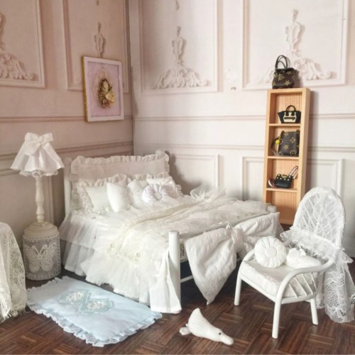 bjd六分床品玩具床blythe小布法式复古微缩ob24娃用配件娃屋家具