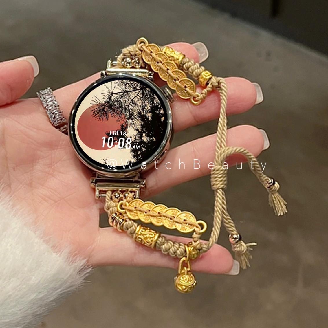 适用华为新年款串珠吊坠编绳手表表带watch3watch4GT3GT4GT5pro女