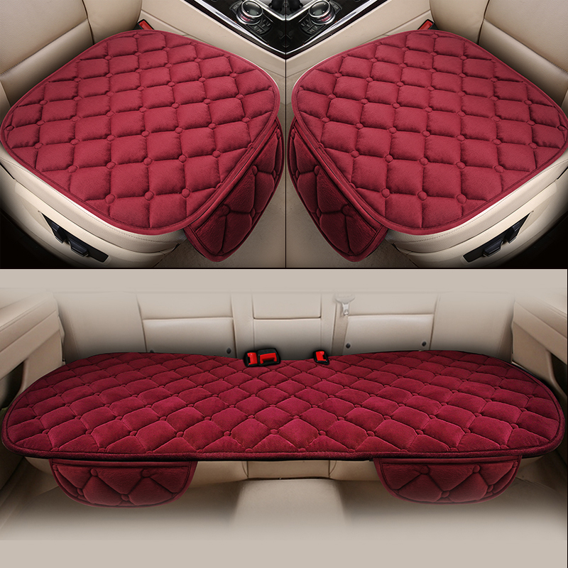 汽车坐垫短毛绒冬季半包围车子座套通用后排座椅套女毛绒小车网红