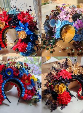 【黑色系】暗色系簪花围头饰发箍 汉服配饰拍照道具 黑色系