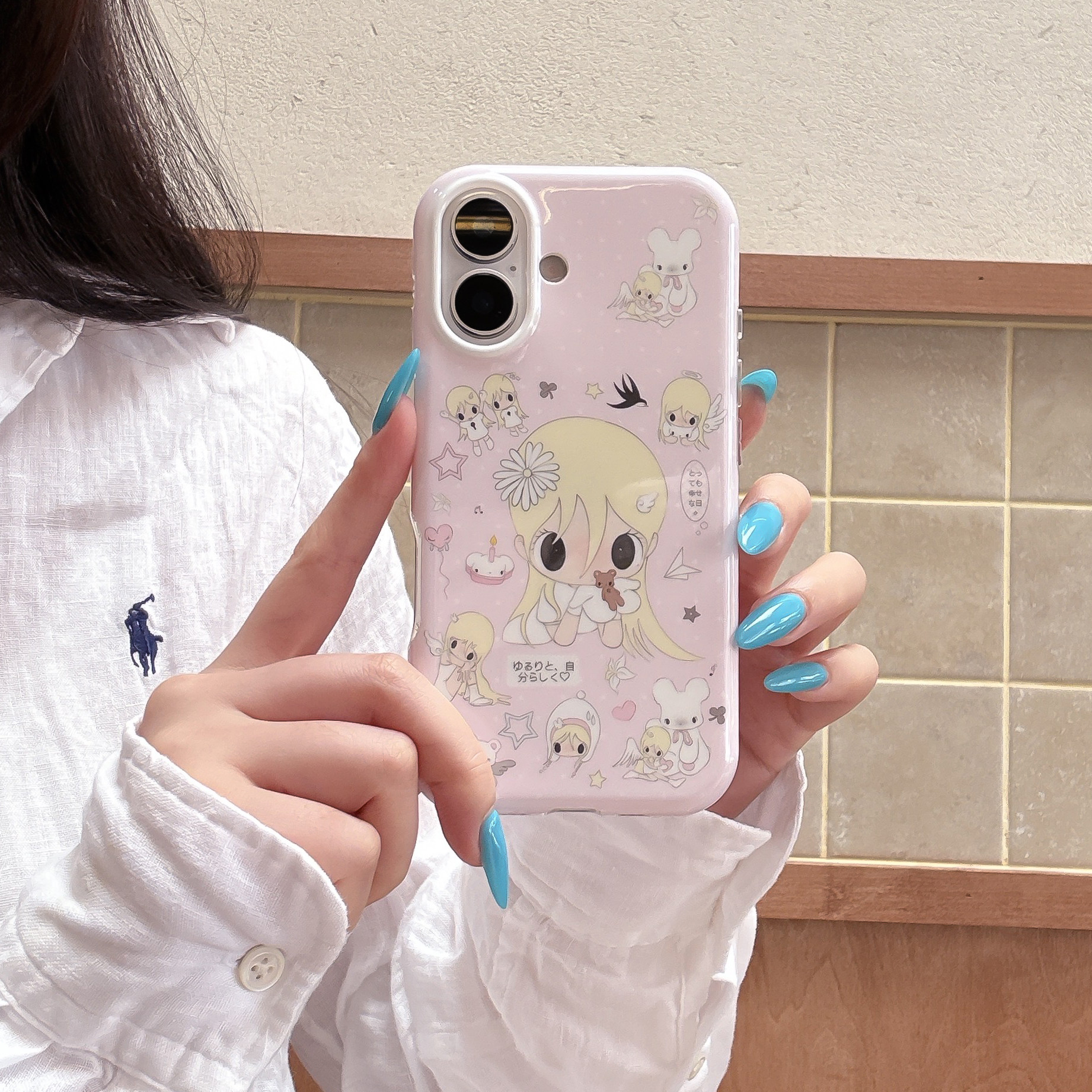 粉底黄发秋秋苹果iPhone16/17卡通16promax/17pm手机保护壳16pro可爱粉色17pro手机壳15pro