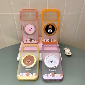 简约16pro苹果iPhone17promax可爱卡通动物15promax手机指环扣支架17pro手机壳16/17保护套15pro