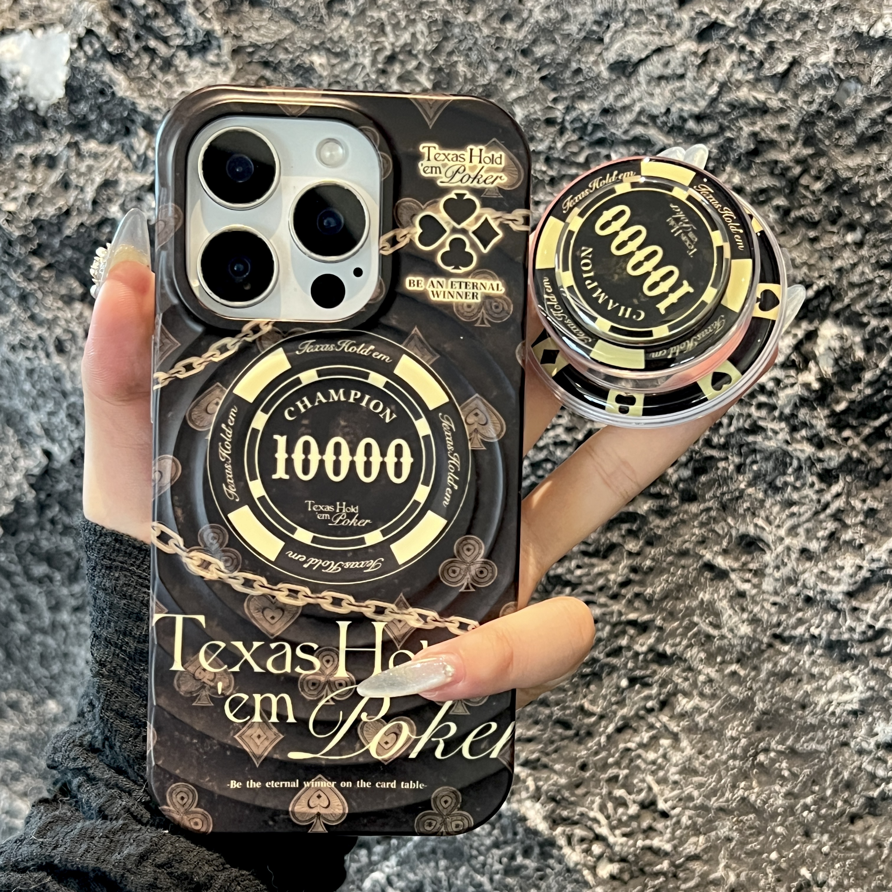 创意个性筹码磁吸旋转支架适用于iPhone15promax防摔新款苹果15pro手机壳小众13promax保护套14pro硅胶潮12PM