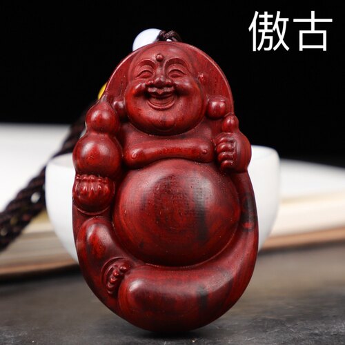 弥勒佛红木项链吊坠印度小叶紫檀