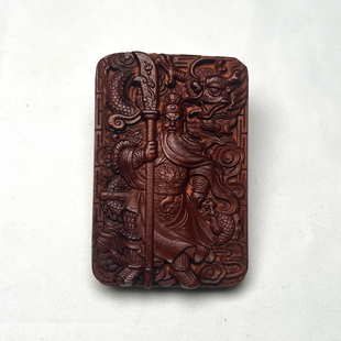 雷击枣木关羽关公挂件木雕道家法器吊坠手把件雷焦木关帝圣君车挂