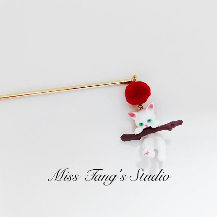 现代简约发簪猫咪毛钱球配饰可爱甜美饰品日常百搭学生原创设计酷