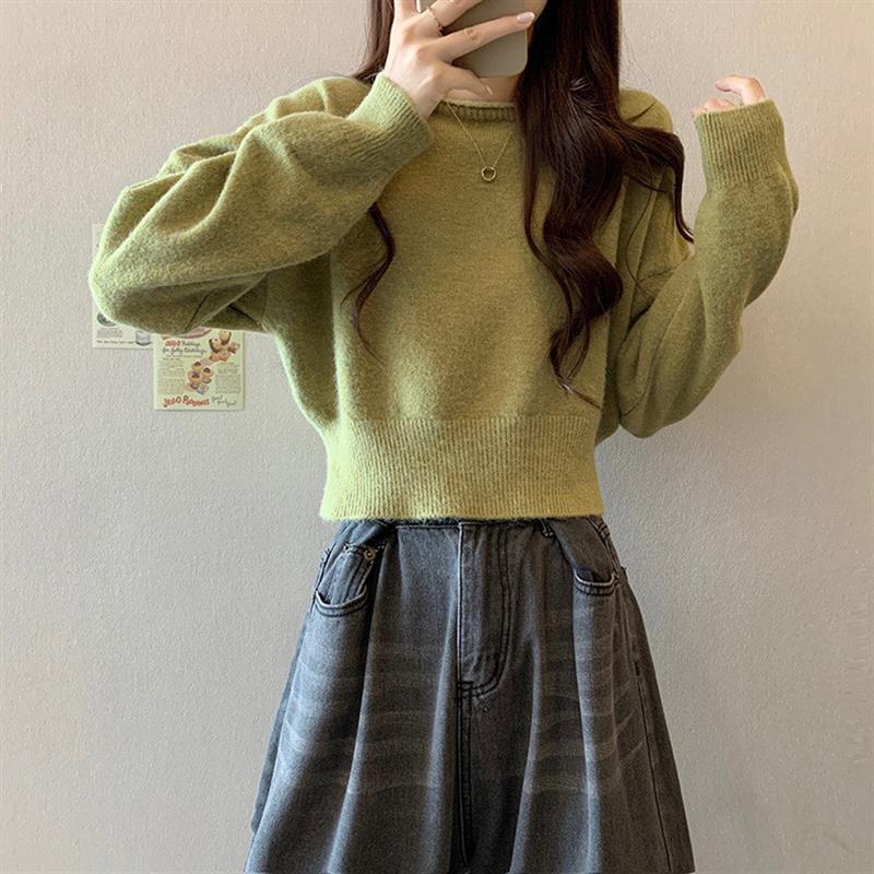 2025春秋内搭毛衣小个子短款上衣潮韩版学院风针织打底衫女