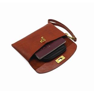 小众设计复古头层牛皮手拿包女新款 高级感真皮手腕带零钱包收纳包