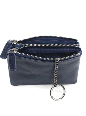 真皮植鞣头层牛皮男双拉链卡包女生小清新钥匙包皱褶硬币包驾驶证