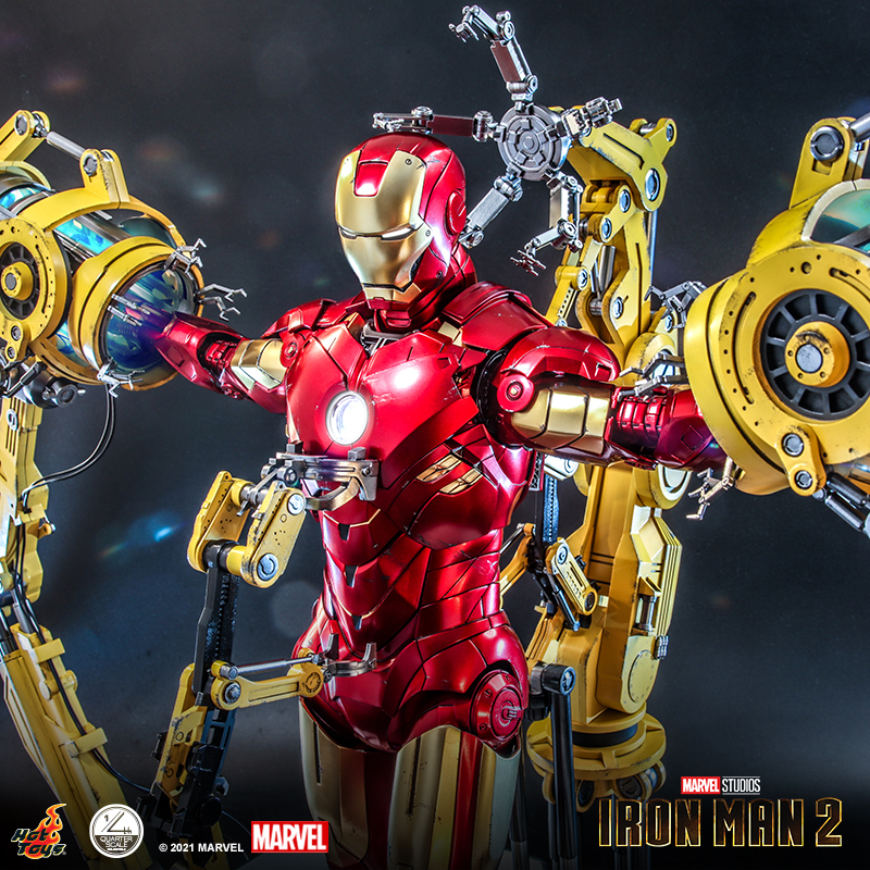 【现货】Hot Toys钢铁侠2 钢铁侠MARK4连拆甲机台1:4珍藏人偶套装