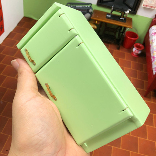 娃娃屋冰箱摆件仿真小冰箱八零后回忆绿色冰箱复古微缩厨房道具图片