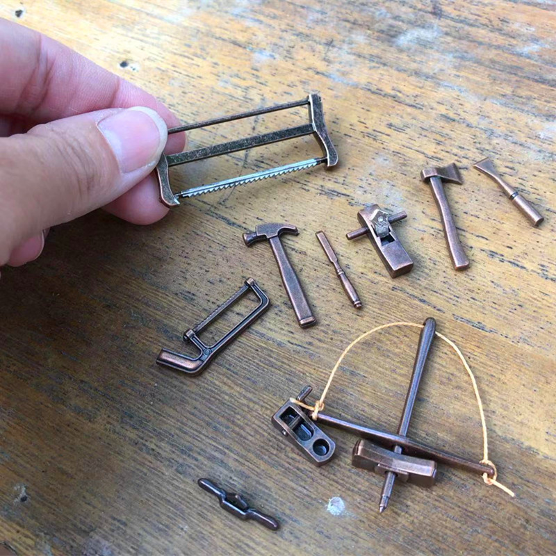 场景模型仿真微缩农具工具迷你小斧子狍子刨刀凿子锯锤子装饰摆件