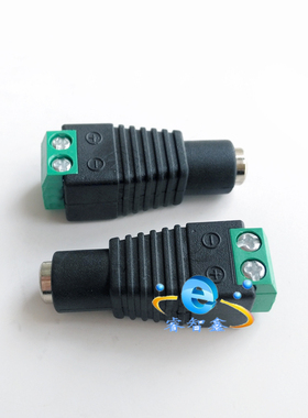 绿色DC母头12V电源插座 内正外负弱电工程接线端子转DC座5.5*2.1