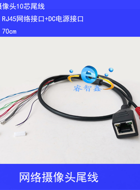 网络摄像头尾线RJ45+DC接口IP CAM模块装机线网络监控维修换线10