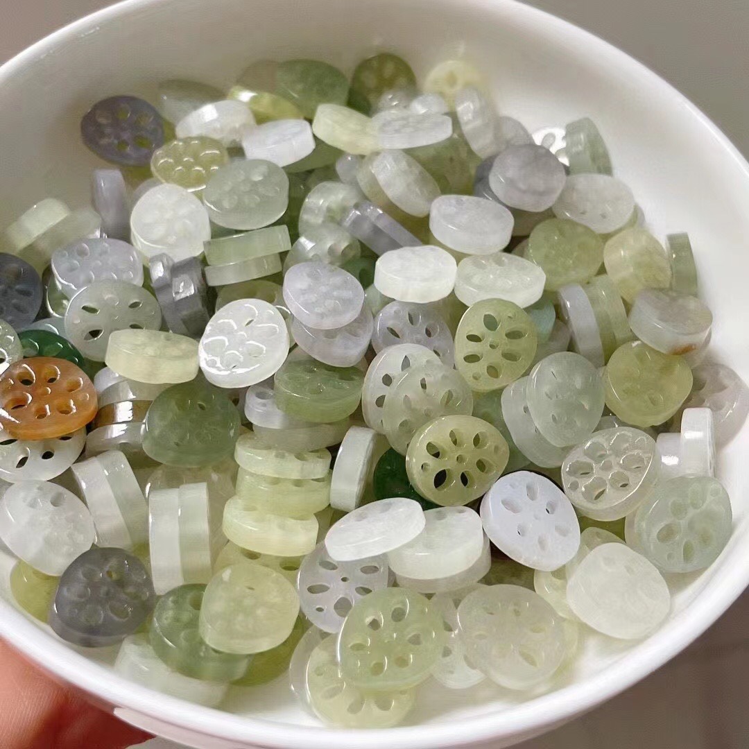天然和田玉藕片吊坠手链编织配件