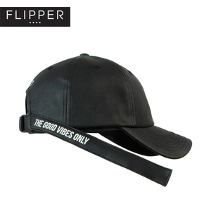 帽子韩国正品flipper秋冬棒球帽个性皮质GD款长带子鸭舌帽平沿帽