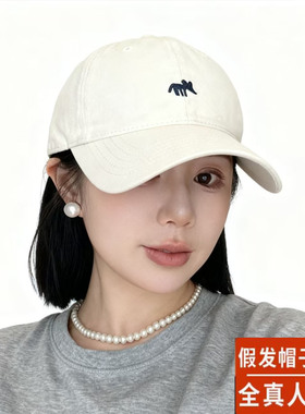 新款假发帽子一体夏季自然时尚连帽真人发丝带假发帽子bobo短直发