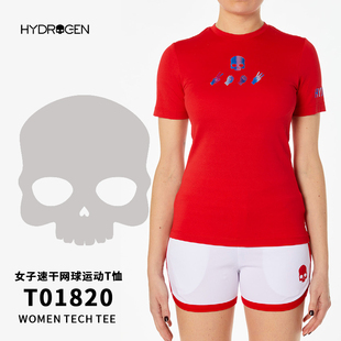 HYDROGEN氢原子 短袖t恤女网球服跑步健身速干透气镭射时尚印花
