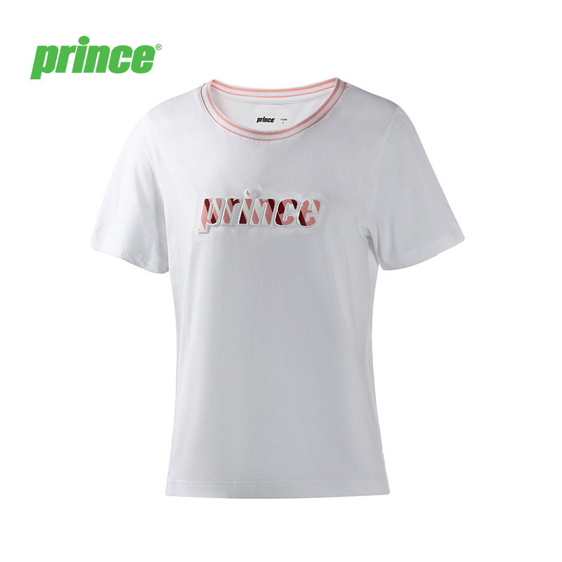 Prince王子女短袖T恤 针织圆领夏季女士短袖T恤立体印胶舒适透气 - 实物图