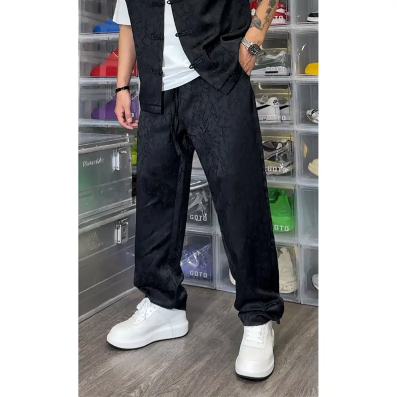 抖音直播夏季新中式套装衬衫马甲休闲裤男K030-P55，男装休闲裤，电商A370