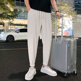 抖音夏季冰丝男士休闲裤九分裤潮流百搭裤子男X698特P45控69，男装休闲裤，电商A370
