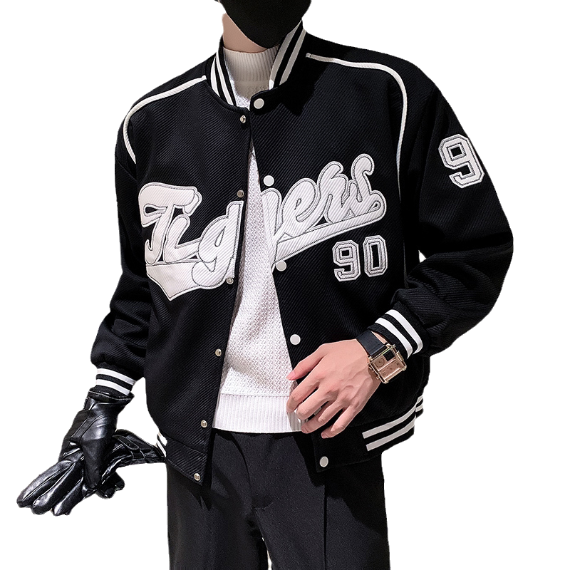 JK26-P98-控138社会小伙棒球服机车服夹克外套男黑,男装夹克,电商A370