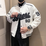 JK26-P98-控138社会小伙秋季新款棒球服机车服夹克外套男白1，男装夹克，电商A370