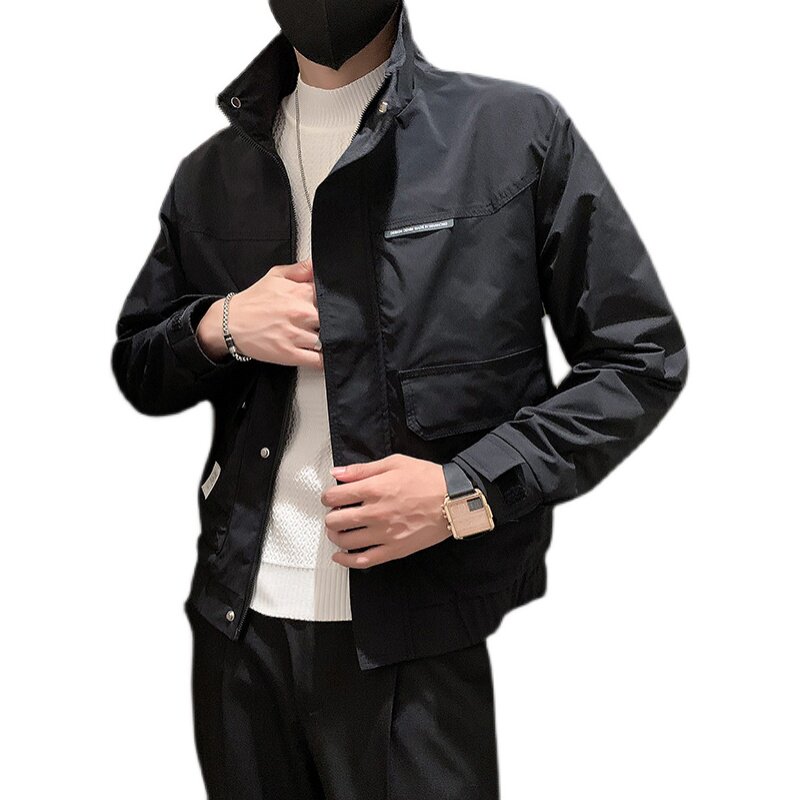 秋季新款社会小伙立领夹克外套男黑JK25-P88-控118,男装夹克,电商A370