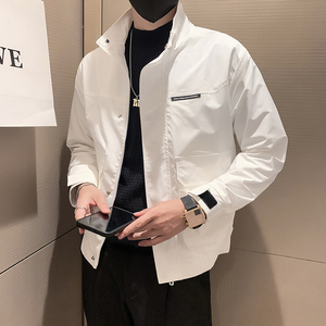 秋季新款社会小伙立领夹克外套男  白2  JK25-P88-控118图片