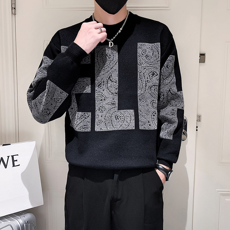 MY210-P65-控98店主社会小伙冬季潮牌宽松圆领套头加厚毛衣男,男装针织衫/毛衣,电商A370