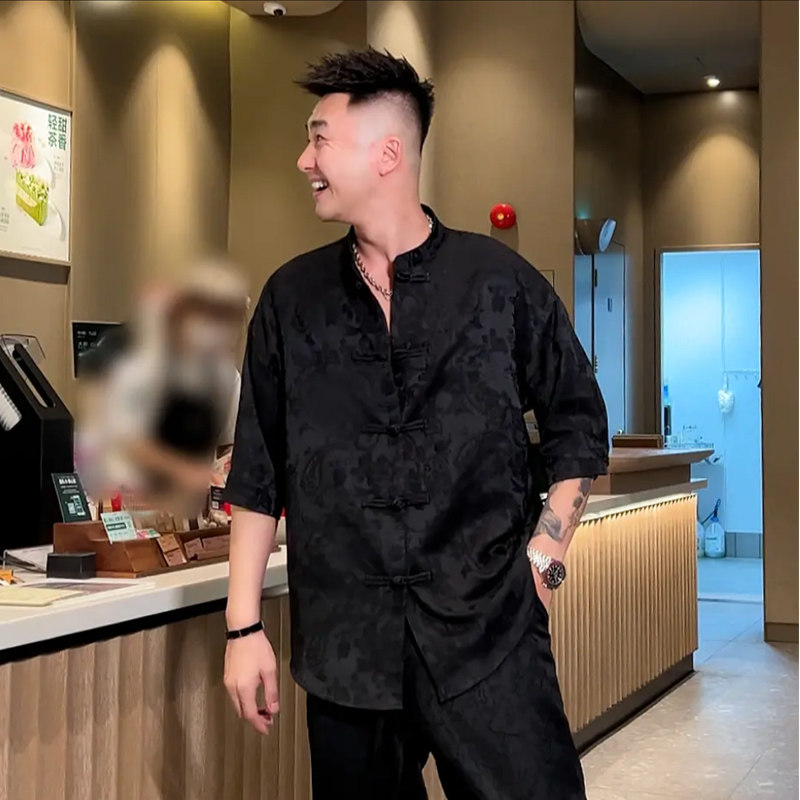 抖音直播夏季新中式衬衫马甲套装男,男装衬衫,电商A370