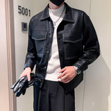店主风秋冬男士翻领皮衣潮流帅气皮夹克夹克外套男PY21-P125，男装皮衣，电商A370