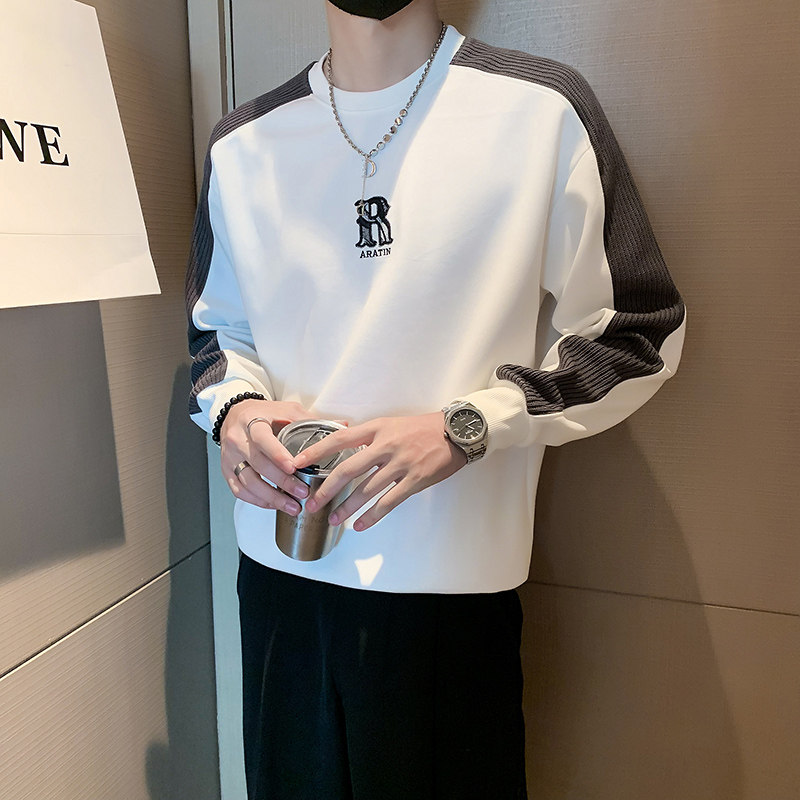 W22-P65-控98店主风秋季新款长袖宽松套头圆领男士卫衣图片