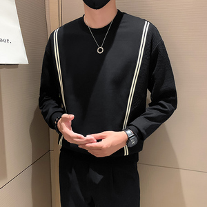 秋季新款个性潮牌宽松版圆领套头卫衣打底衫男W35-P65图片
