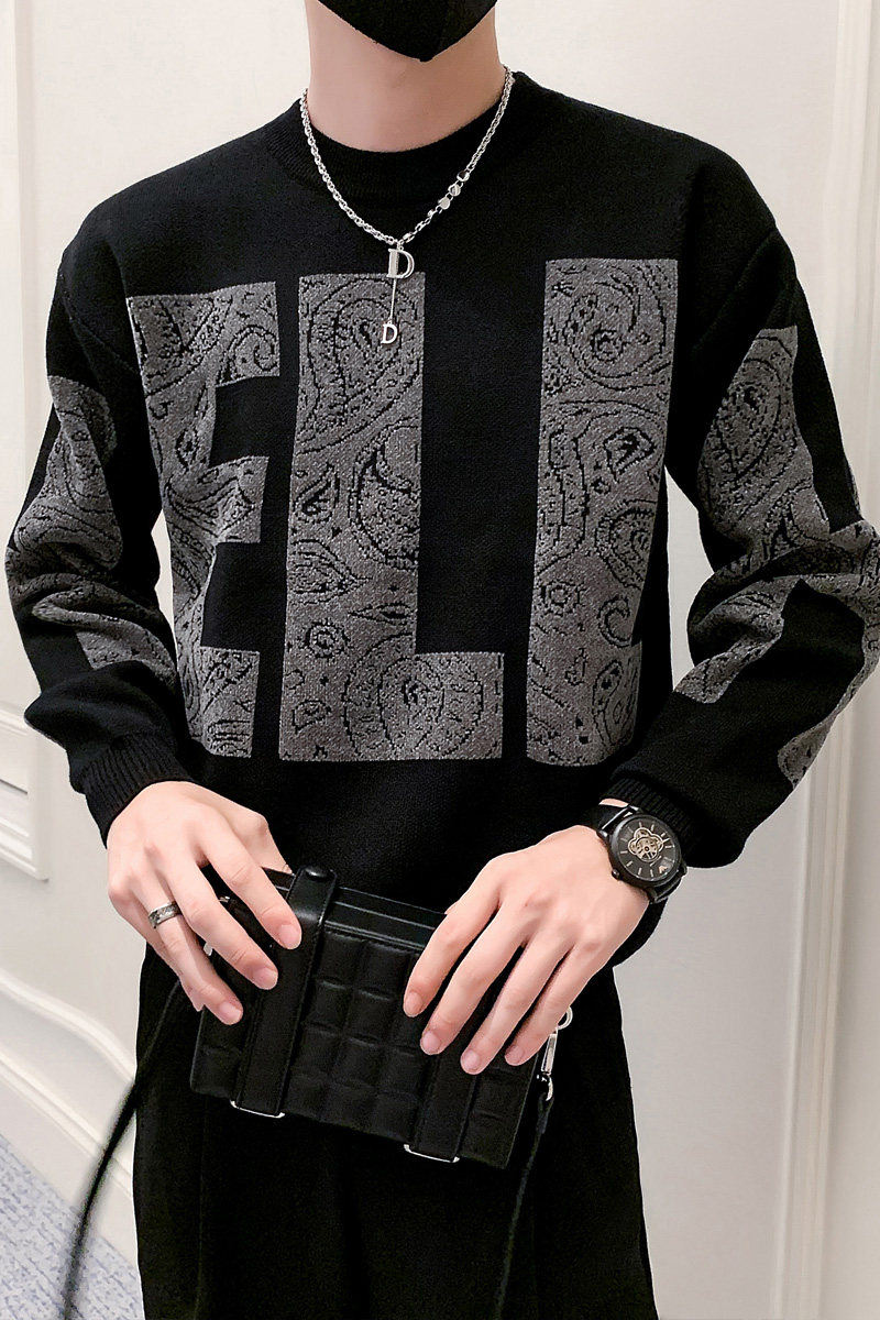 MY210-P65-控98店主社会小伙冬季潮牌宽松圆领套头加厚毛衣男,男装针织衫/毛衣,电商A370