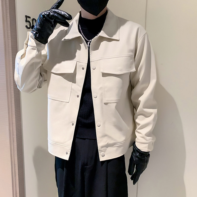 店主风秋冬男士翻领皮衣潮流帅气皮夹克夹克外套男PY21-P125,男装皮衣,电商A370
