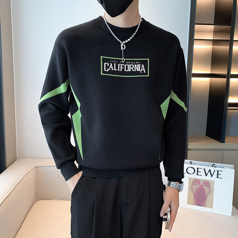 店主秋冬新款圆领套头针织毛衣打底衫男潮MY218-P68-控98图片