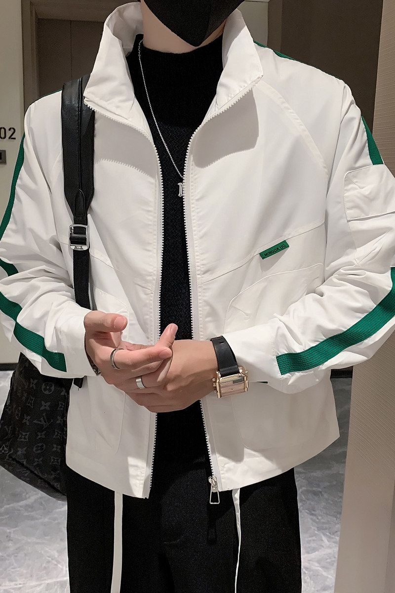 A370-JK27-P88-控108社会小伙秋冬新款立领夹克外套男白1,男装夹克,电商A370