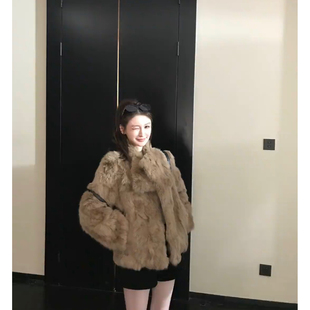 镇店主推!'名利场'年度挚爱贵感獨家定制纹理中古草兔毛皮草外套